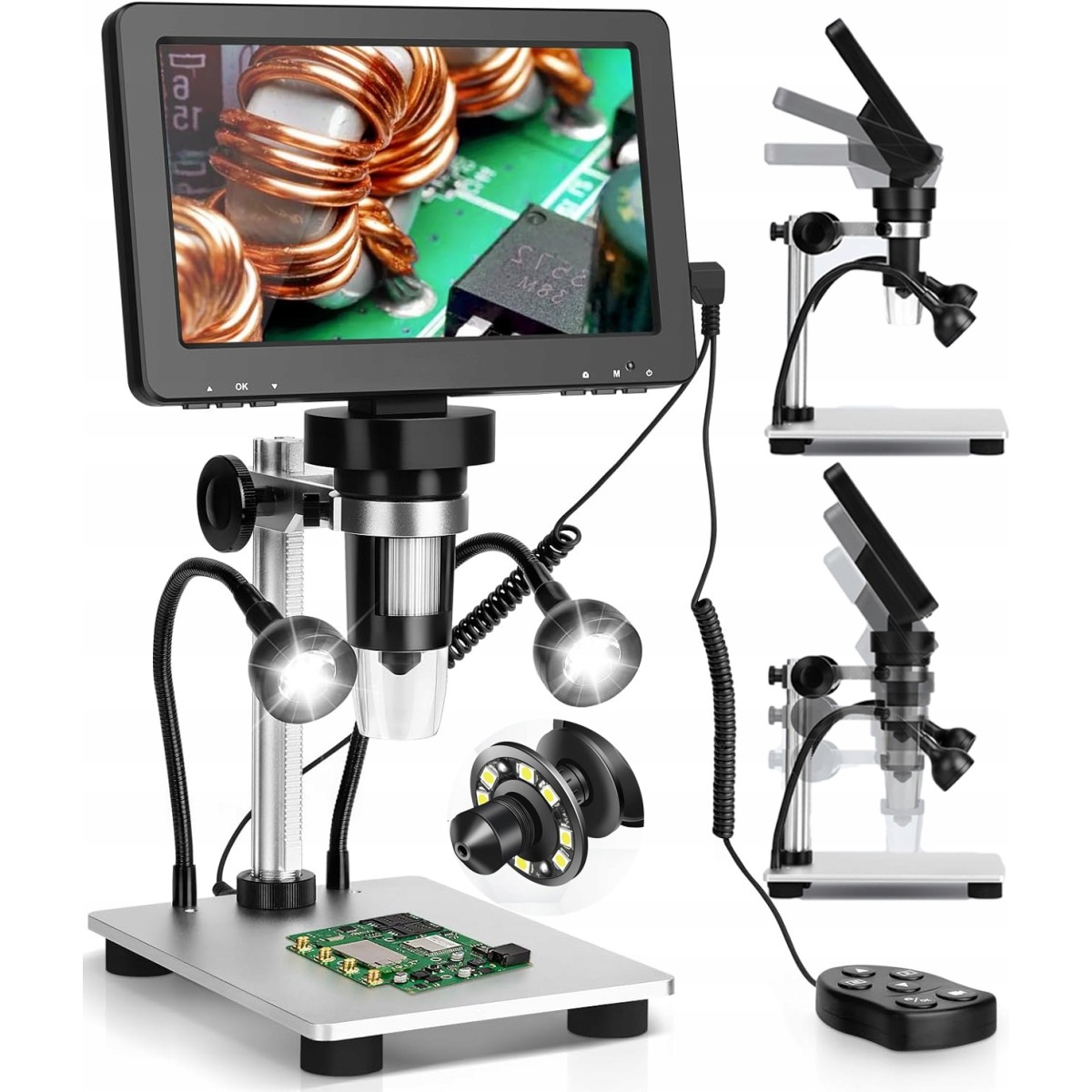 Zosudull 1200x 12 MP 7'' HD digital microscope with remote control and LED lighting