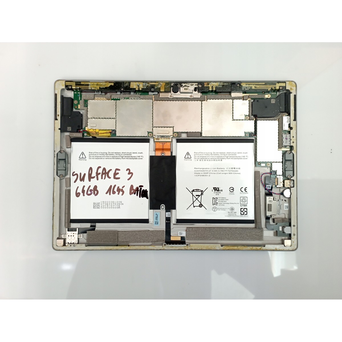 Microsoft Surface 3 1645 64GB tablet motherboard battery chassis in working order