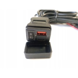 Waterproof USB QC3.0 & USB-C motorcycle charger with LED voltmeter