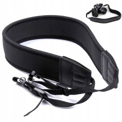 Flexible neoprene strap for a camera or binoculars – black