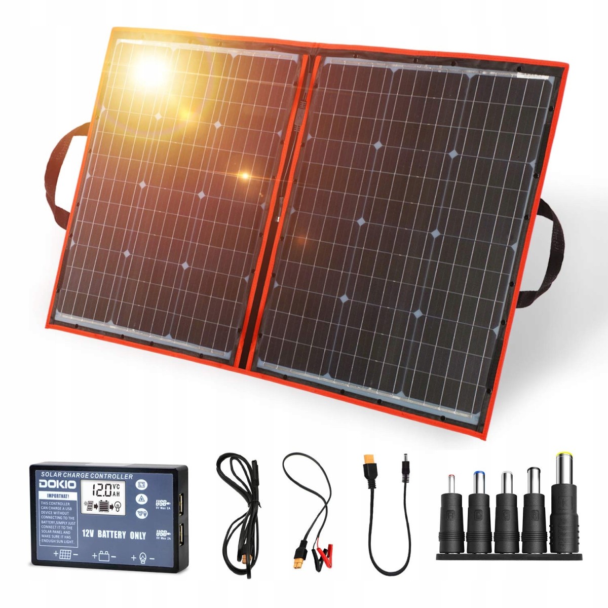 Portable large solar panel 110W 18V battery charger controller 12V